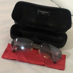 Vintage CHANEL Silver Rimless Sunglasses
